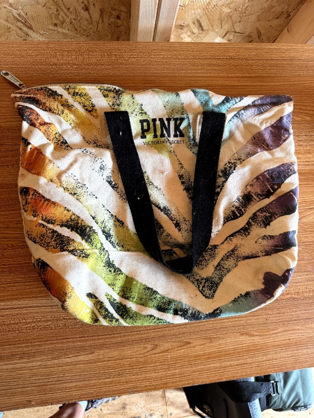 Vintage Victoria’s Secret PINK Y2K Zebra Canvas Tote Bag